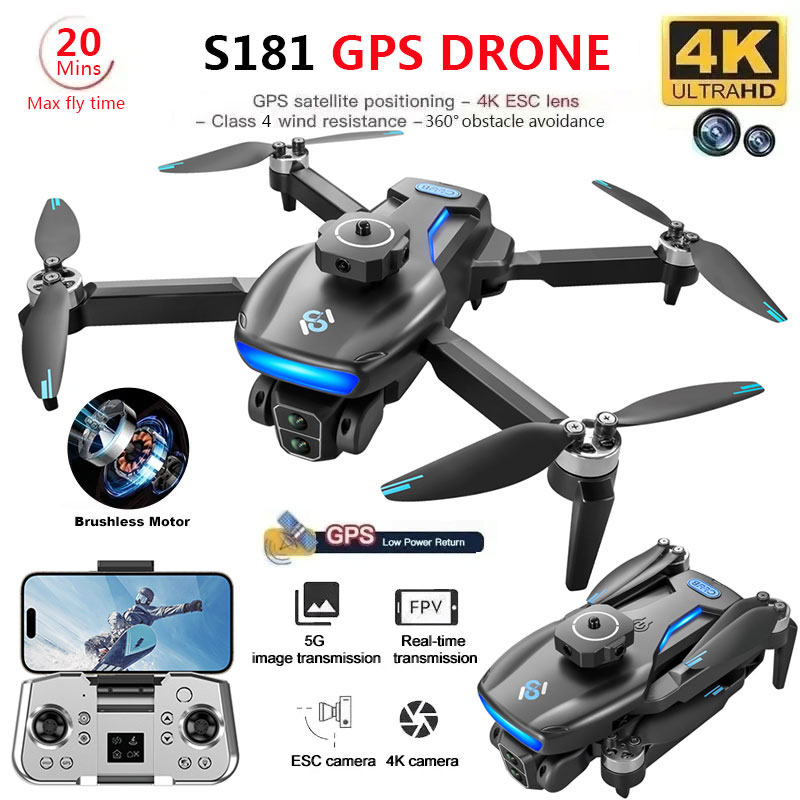 S181 GPS Drone 4K Professional - đánh giá và giá Fpv Brushless Rc Drone 4K